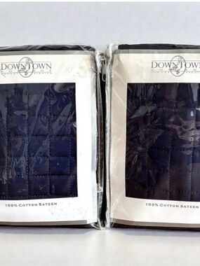 Downtown Company Navy Quilted Lumbar Pillow Covers 12x32 Set of 2 NIP
